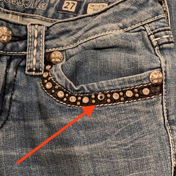 Miss Me Low Rise Skinny Bootcut Rhinestone Jeans - Picture 13 of 16